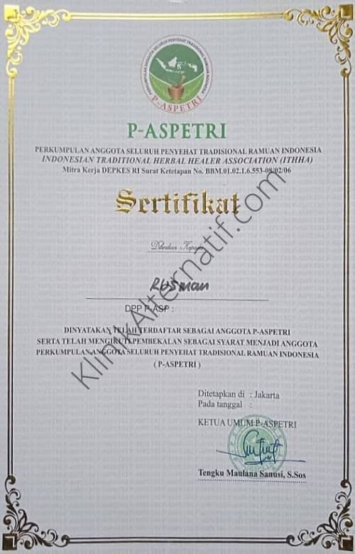 Sertifikat pengobatan alat vital daerah bandung